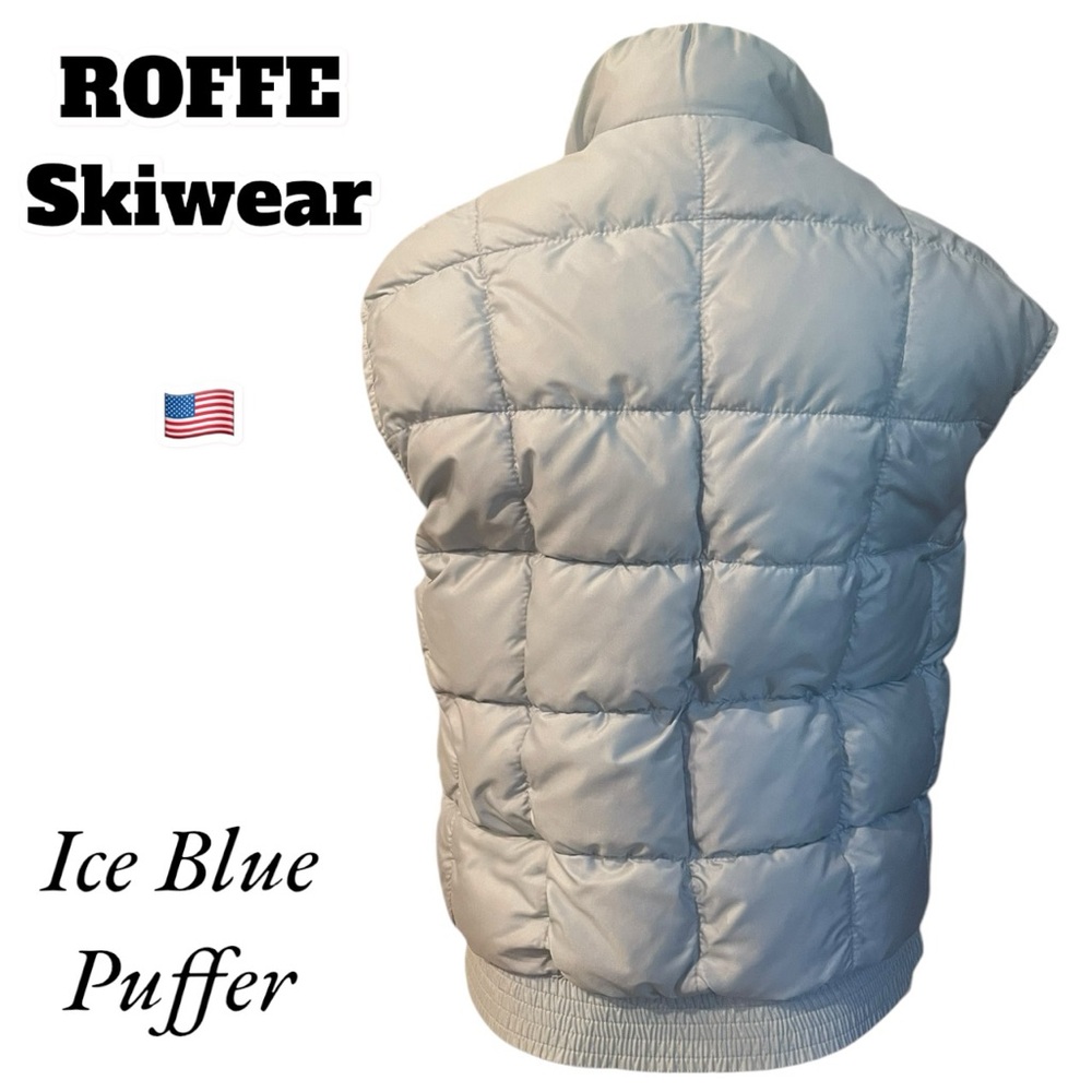 Women’s Ski Wear Puffer Vest By ROFFE Size M Ice Blue Color VINTAGE - Picture 4 of 9